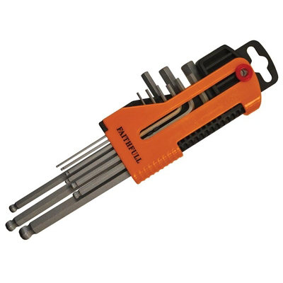 Faithfull Metric Long Arm Ball End Hex Key Set9 Piece Multi Colour (One Size) from B&Q