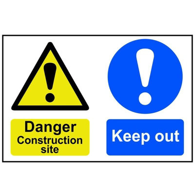Scan Danger Construction Site Keep OutPvc Sign 600 X 400mm Multi Colour (600 X 400mm) from B&Q