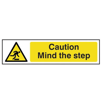 Scan Caution Mind The StepPvc Sign 200 X 50mm Multi Colour (200 X 50mm) from B&Q