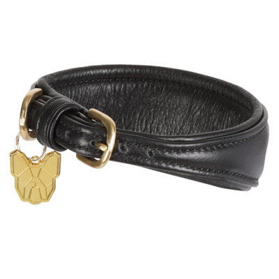 Digby & Fox Leather Padded Greyhound Dog Collar Black (SNeckline: 25Cm-28Cm) from B&Q
