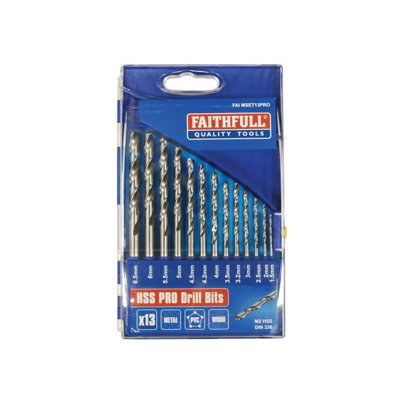 B&Q -  Professional Hss Drill Set In Plastic Case Multi Colour (Set Of 13)