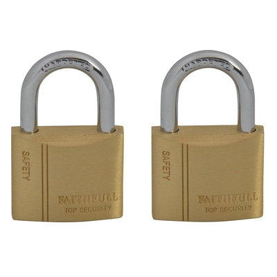 B&Q -  Br Padlock Multi Colour (40mm Keyed Alike Pack Of 2)