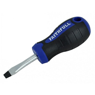 Faithfull Soft Grip Stubby Screwdriver Flared Slotted Tip 6.5 X 38mm Multi Colour (One Size) from B&Q