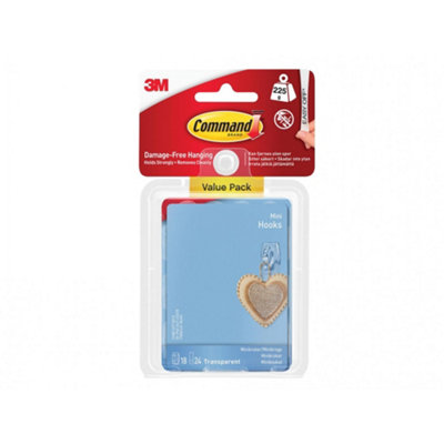 B&Q Command Clear Mini Hooks Multi Colour (18 Hooks + 24 Strips)