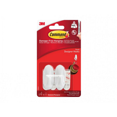  - Command White Designer Hooks Multi Colour (SmallPack Of 2)