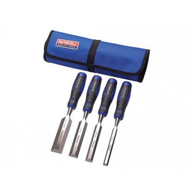 B&Q Faithfull Soft Grip Bevel Edge Chisel Multi Colour (+ Chisel Roll, Piece: 13, 19, 25 & 32Mm) Size 4