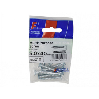 Forgefix Multi-Purpose Pozi Screw Csk St Zp Forgepack Multi Colour (5.0 X 40mm Forgepack 10) from B&Q