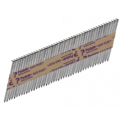 Paslode 2.8 X 63mm 350 Ring Nails Galvanised Finish Box Of 3300 + 3 Fuel Cells Bright (2.8 X 63mm)