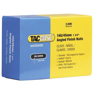 Tacwise 16G Angled Finish Nails Multi Colour (63mm) from B&Q