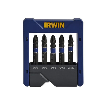 B&Q Irwin Phillips/Pozi/Torx Impact Screwdriver Pocket Bit Set, Piece Multi Colour (One ) Size 5