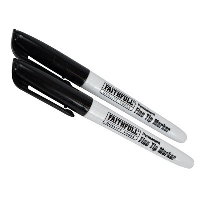 Faithfull Fibre Tip Marker Pen Multi Colour (Pack Of 2 Black) from B&Q