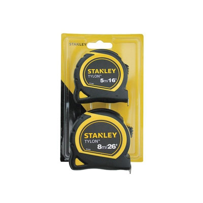Stanley Hand Tools Tylon Pocket Tapes 5M/16Ft + 8M/26Ft (Twin Pack) Multi Colour (One Size) from B&Q