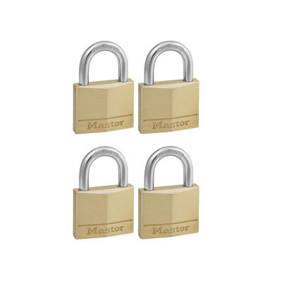  - Master Lock Solid Br Padlocks Double Lever Multi Colour (40mm 4-PinKeyed Alike X 4)