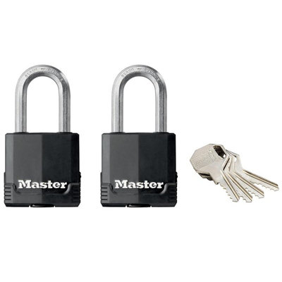 B&Q Master Lock Excell Weather Tough Padlock Multi Colour (48Mm - Keyed Alike X 2)