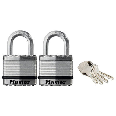  - Master Lock Excell Laminated Steel Padlocks Multi Colour (45mmKeyed Alike X 2)
