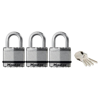 B&Q -  Excell Laminated Steel Padlocks Multi Colour (45mmKeyed Alike X 3)