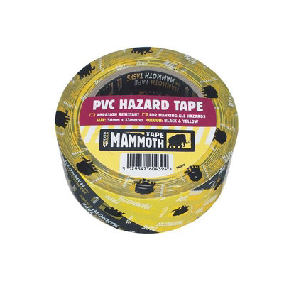 Everbuild Sika Pvc Hazard Tape Black / Yellow (50mm X 33M) from B&Q