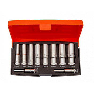 Bahco S0810l 1/4In Drive Deep Socket Set, 10 Piece - Multi Colour - Image 3
