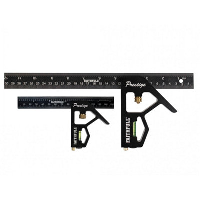 Faithfull Prestige Combination Square Multi Colour (Twin Pack 150mm (6In) & 300mm (12In)) from B&Q