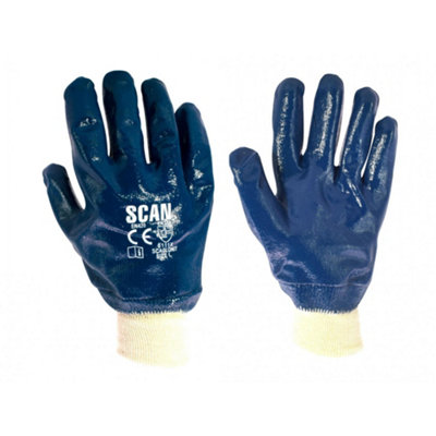 Scan Nitrile Knitwrist Heavy-Duty Gloves from B&Q