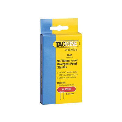 Tacwise 91 Series Divergent Point Staples Multi Colour (18mm) from B&Q
