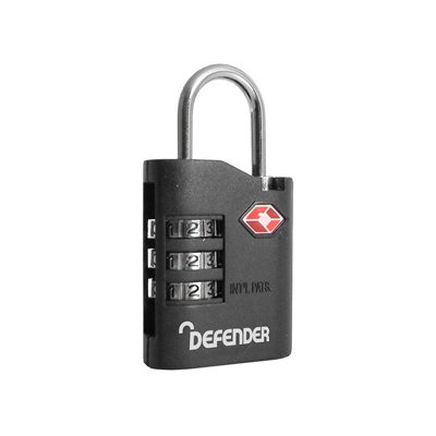 Defender Tsa Combination Padlock 35mm Multi Colour (One Size) from B&Q