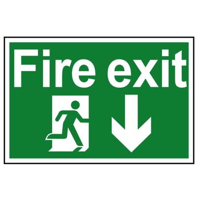  - Scan Fire Exit Running Man Arrow DownPvc Sign 300 X 200mm Multi Colour (200 X 300mm)