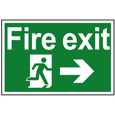 - Scan Fire Exit Running Man Arrow RightPvc Sign 300 X 200mm Multi Colour (200 X 300mm)