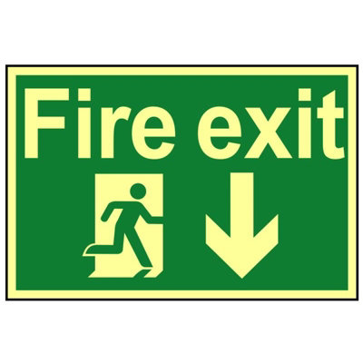  - Scan Fire Exit Running Man Arrow DownPhotoluminescent 300 X 200mm Multi Colour (200 X 300mm)