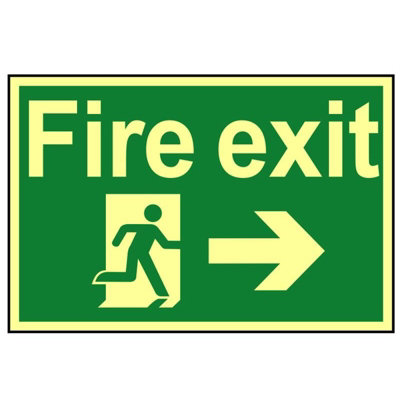  - Scan Fire Exit Running Man Arrow RightPhotoluminescent 300 X 200mm Multi Colour (200 X 300mm)