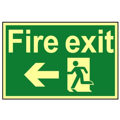  - Scan Fire Exit Running Man Arrow LeftPhotoluminescent 300 X 200mm Multi Colour (200 X 300mm)