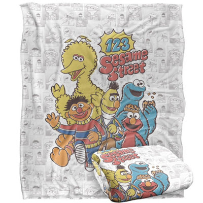 Sesame Street 123 Group Shot Blanket Multicoloured (One Size) from B&Q