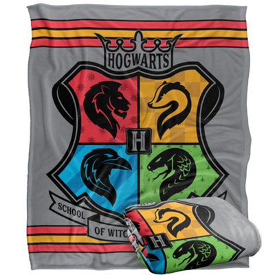 B&Q -  Witchcraft And Wizardry Hogwarts Crest Blanket Multicoloured (One Size)