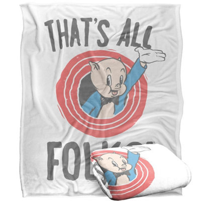 Looney Tunes Thats All Folks Porky Pig Blanket Multicoloured (One Size) from B&Q