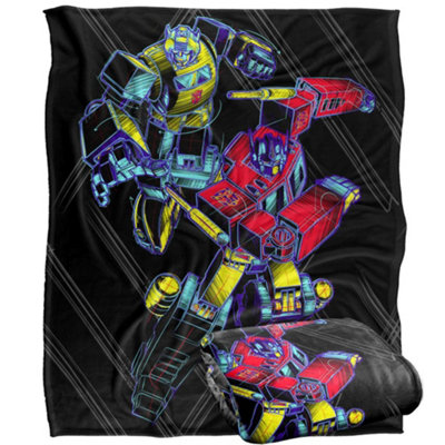 Transformers Sketch Optimus Prime & Bumblebee Blanket Multicoloured (One Size) from B&Q