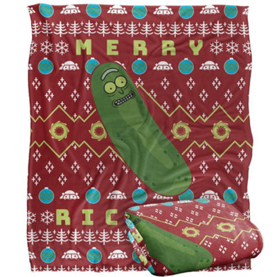 Rick And Morty Merry Rickmas Pickle Rick Christmas Blanket Multicoloured (One Size) from B&Q