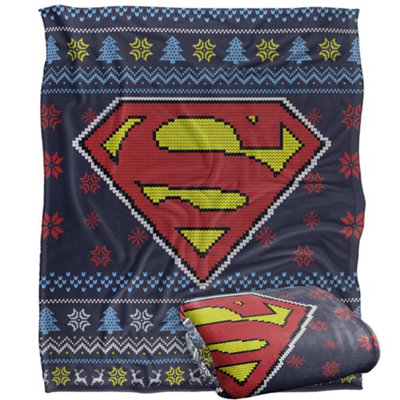 DC comics Superman Christmas Fair Isle Blanket Multicoloured (One Size) from B&Q