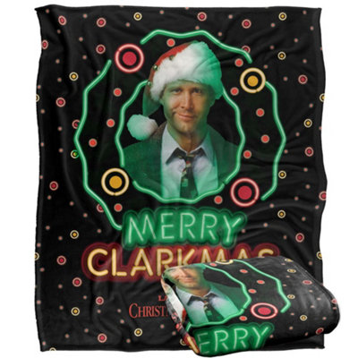 National Lampoons Christmas Vacation Merry Clarkmas Headshot Blanket Multicoloured (One Size) from B&Q