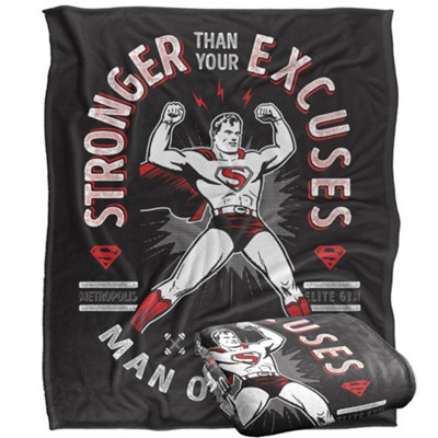 DC comics Superman Stronger Than Excuses Blanket Multicoloured (One Size) from B&Q