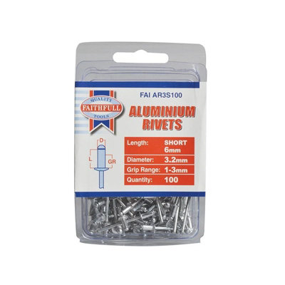 Faithfull Aluminium Rivets Multi Colour (3mm Short (Pack Of 100)) from B&Q