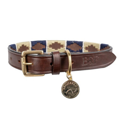 Benji & Flo Sublime Polo Leather Dog Collar Navy/fossil (Xl) from B&Q
