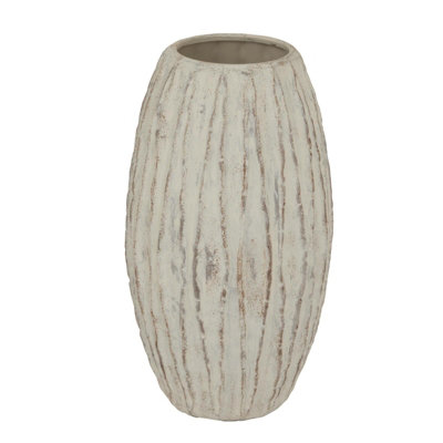 B&Q -  Lorenzo Fin Vase White/grey Wash (One Size)