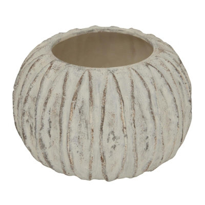 B&Q -  Lorenzo Rotund Fin Vase White/grey Wash (One Size)
