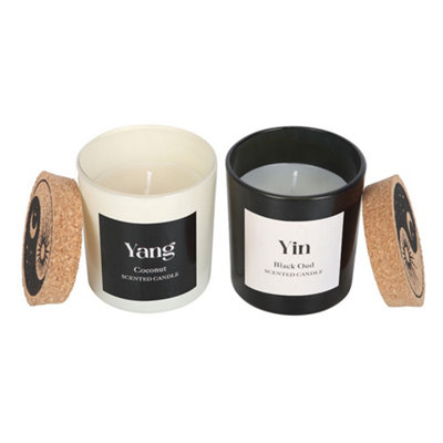 Something Different Yin Yang Black Oud & Coconut Scented Candle (Pack Of 2) Black/white (One Size) from B&Q