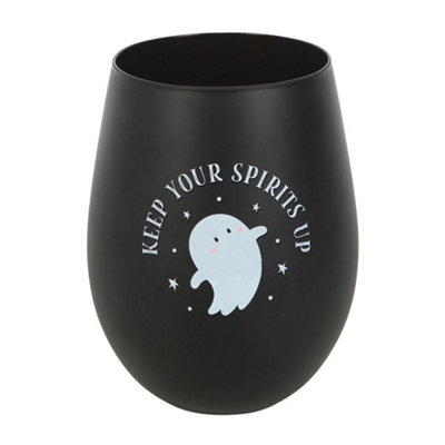 Something Different Keep Your Spirits Up Ghost 500Ml Stemless Gl Black (One Size) from B&Q