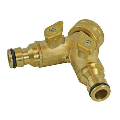B&Q -  2 Way Shut Off Valve 19mm (3/4In) To 2 X 12.5mm (1/2In) Multi Colour (One Size)