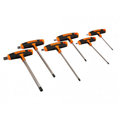 B&Q Bahco 903T-1 T-Handle Hex Screwdriver Set, 6 Piece Multi Colour (One Size) Black