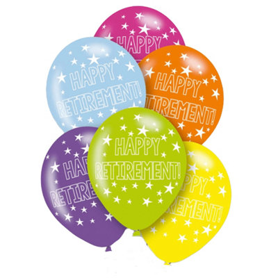 Amscan Happy Retirement Latex Balloons (Pack Of 6) Multicoloured (One Size) from B&Q