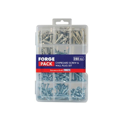 Forgefix Screw & Wall Plug Kit Forgepack 280 Piece Multi Colour (One Size) from B&Q
