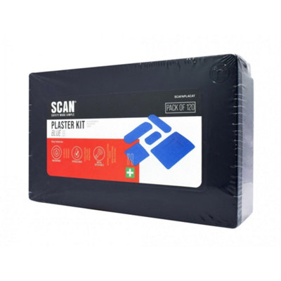 Scan Orted Hypoallergenic Blue Plasters 120 Multi Colour (One Size) from B&Q